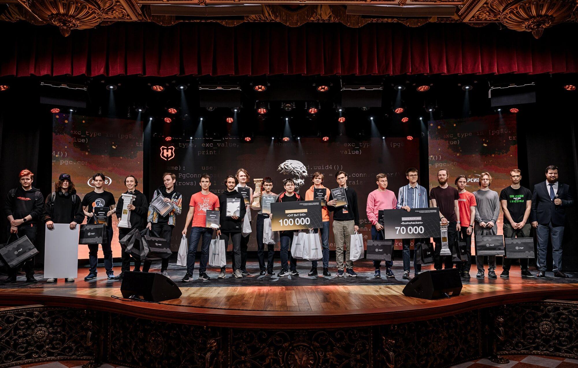 Vsevolod and Artem celebrating another victory by C4T BuT S4D at RuCTF 2023